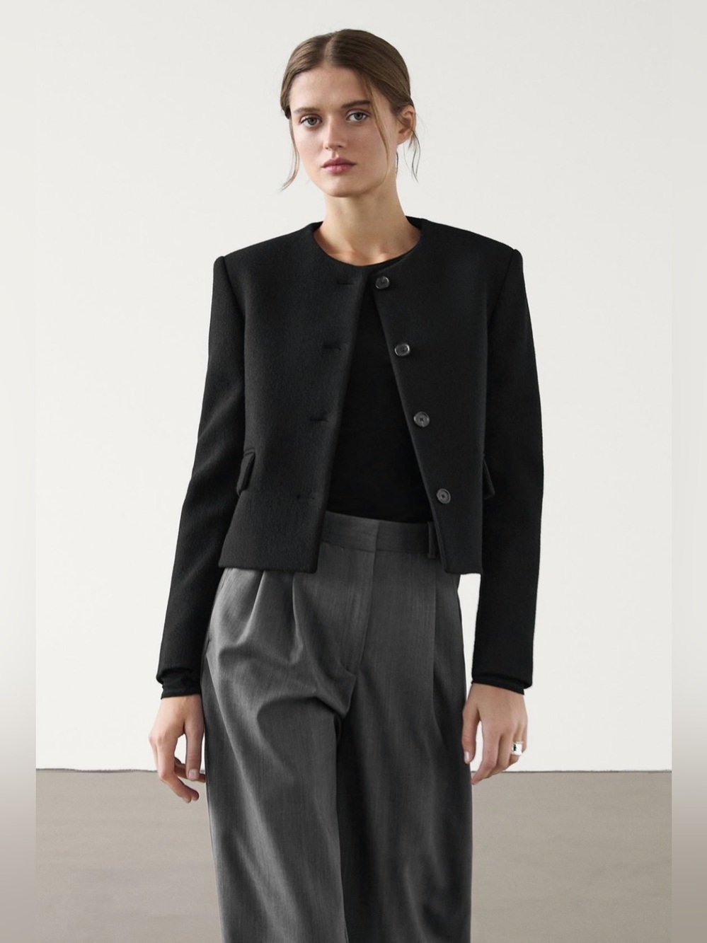 Massimo Dutti Short Blazer with Crew Neck